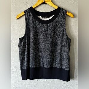 Athleta Navy Sleeveless Tank Top | Textured Print | Medium